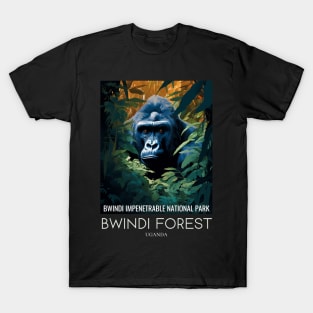 A Pop Art Travel Print of Bwindi Impenetrable National Park - Uganda T-Shirt